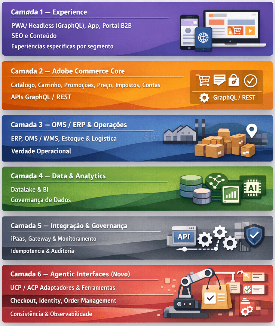 Arquitetura de commerce com integrações para agentes